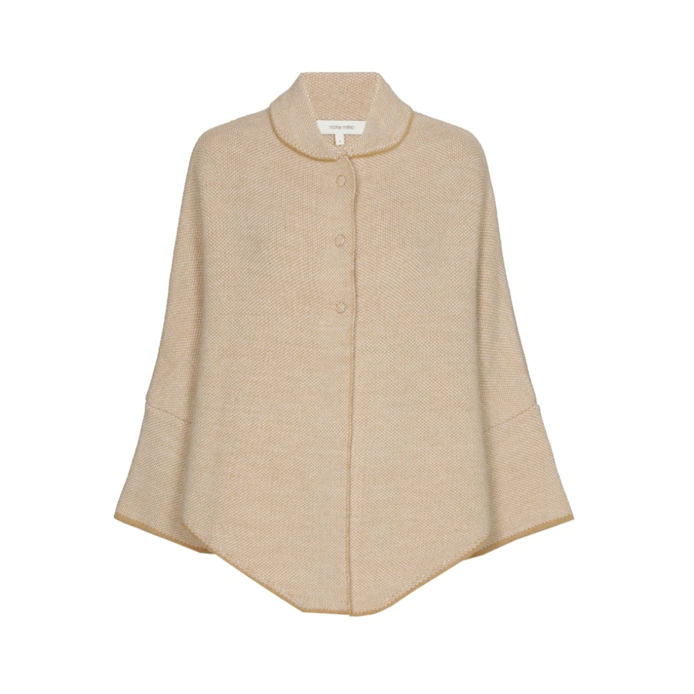 Marie Méro Kameel Cape met Knopen Beige Dames