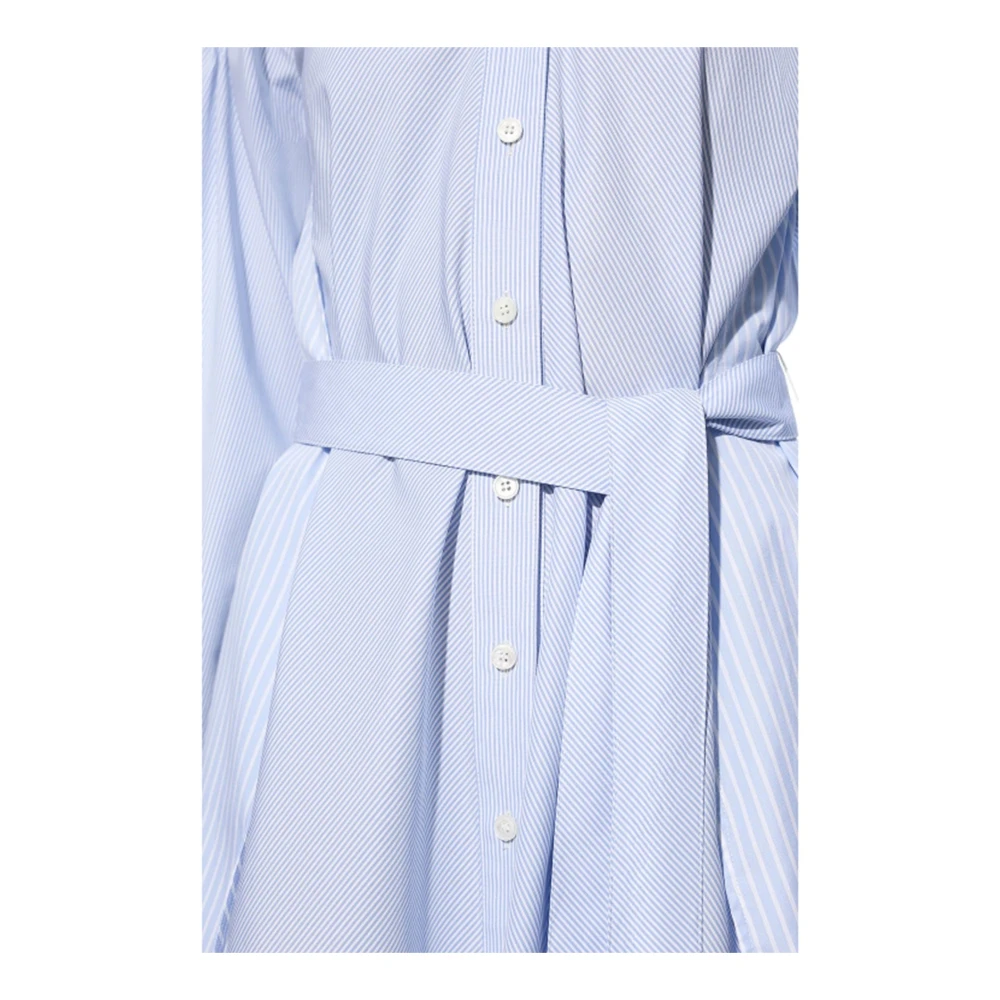 Stella Mccartney Katoenen V-hals Jurk met Riem Blue Dames