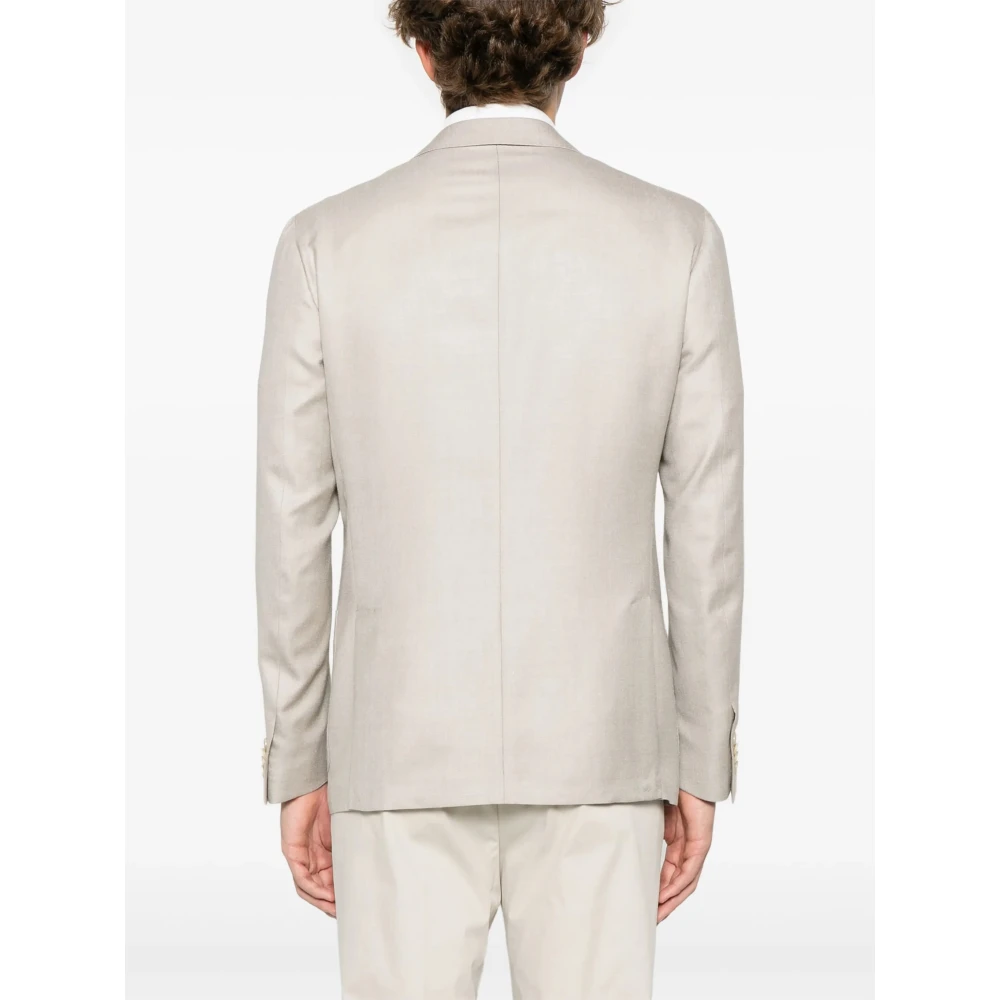 Corneliani Luxe Wol Zijde Linnen Jas Beige Heren