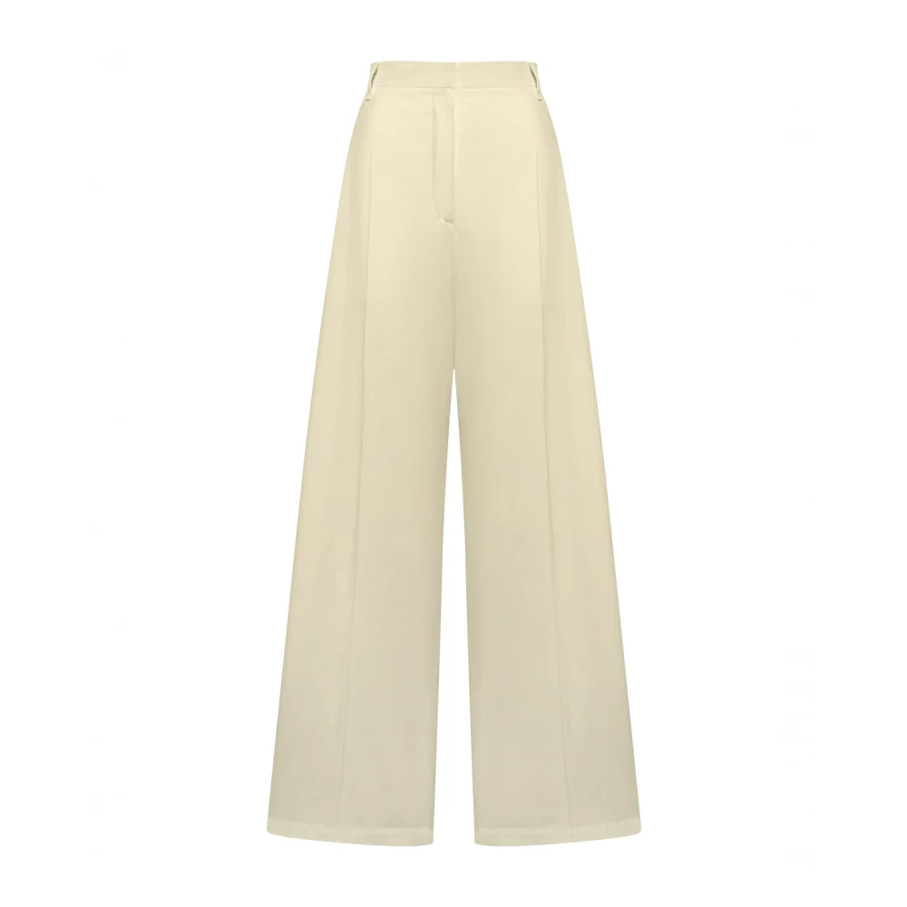 SPORTMAX Oversized Katoenen Broek Beige Dames