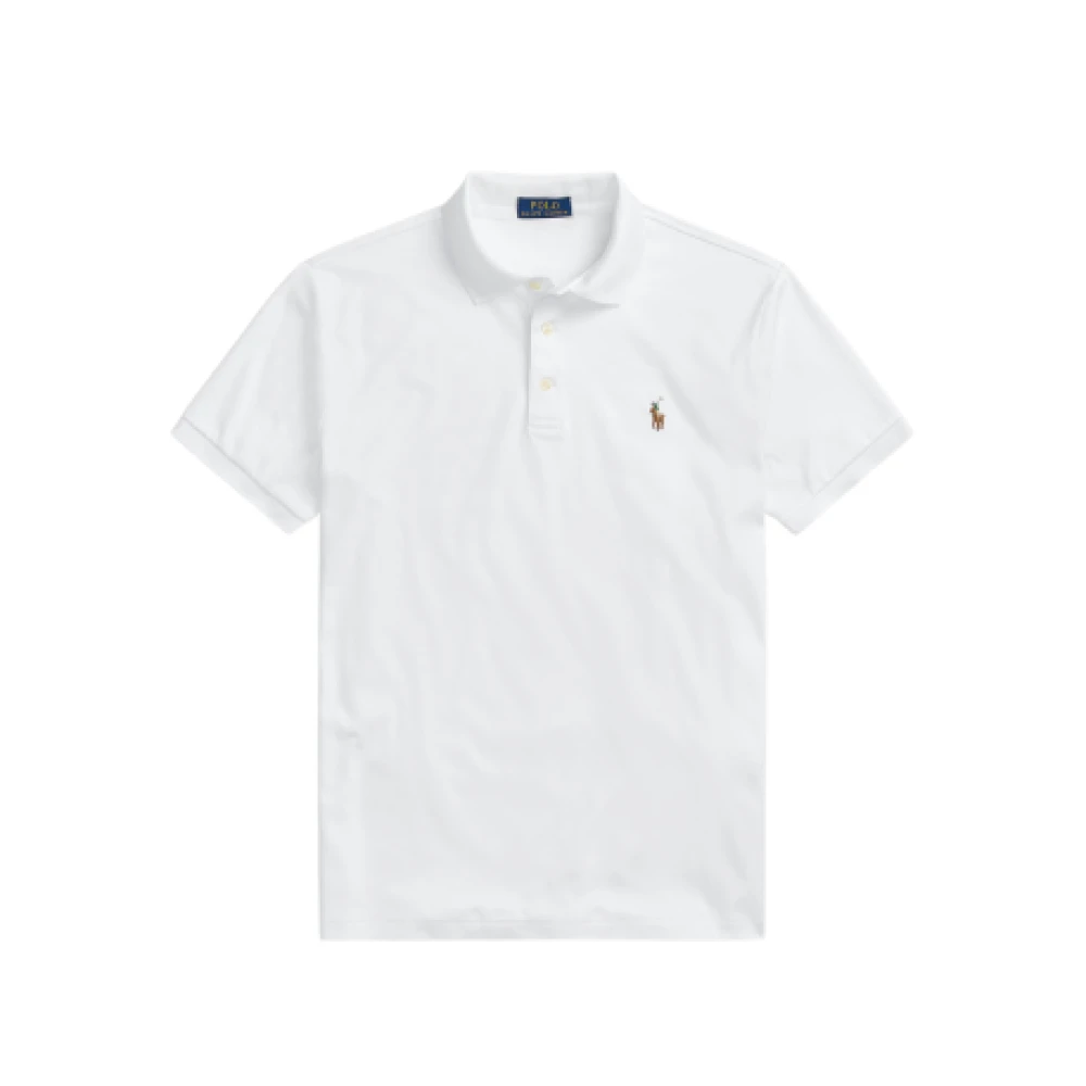 Ralph Lauren Men's White Polo Shirts, L, Piqué Polo Shirt