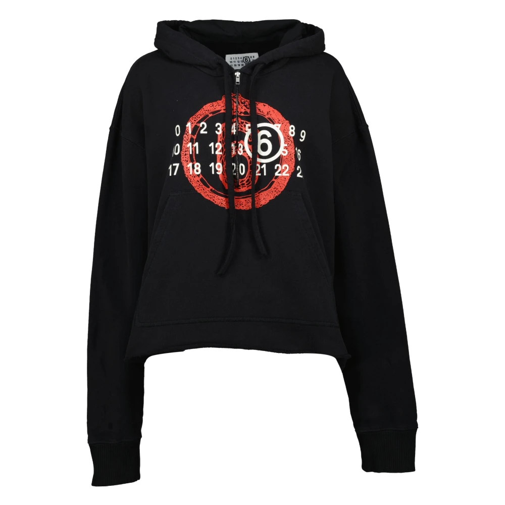 MM6 Maison Margiela Zwarte hoodie met rode slangprint Black Dames
