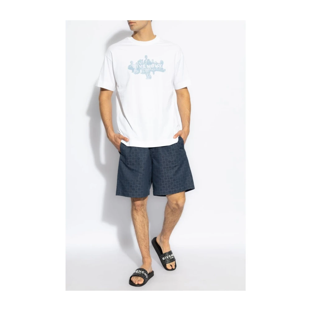 Givenchy Monogram Denim Shorts Gray Heren