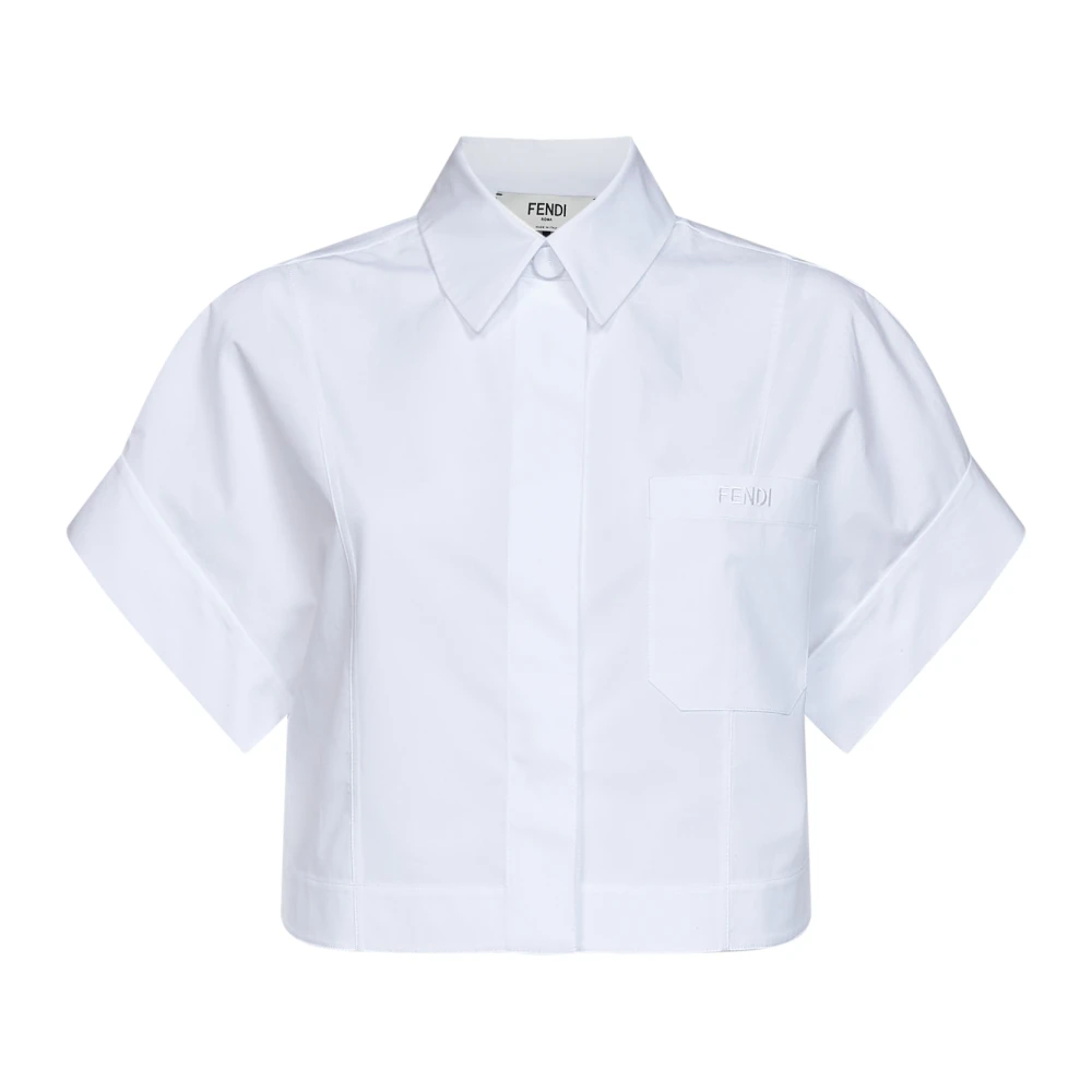 Fendi Mujer Blanco - Camisa Corta De Popelina De Algodón - Blouses & Shirts - S