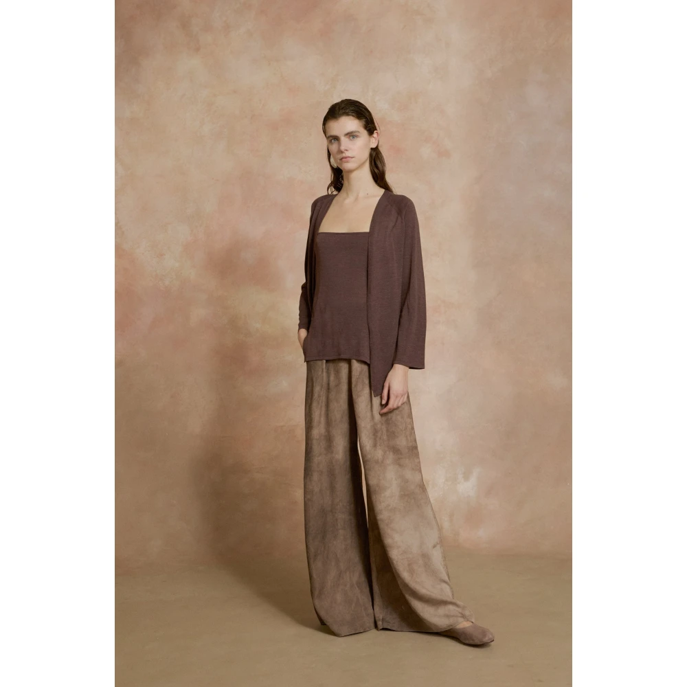 Cortana Tussa zijden gebreide vest in aubergine Purple Dames
