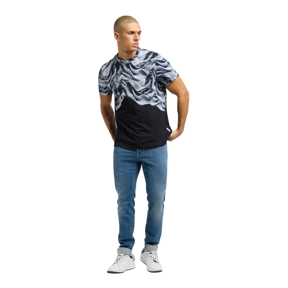 carlo colucci Innovatief Gebreid T-Shirt met Subtiel Print Black Heren