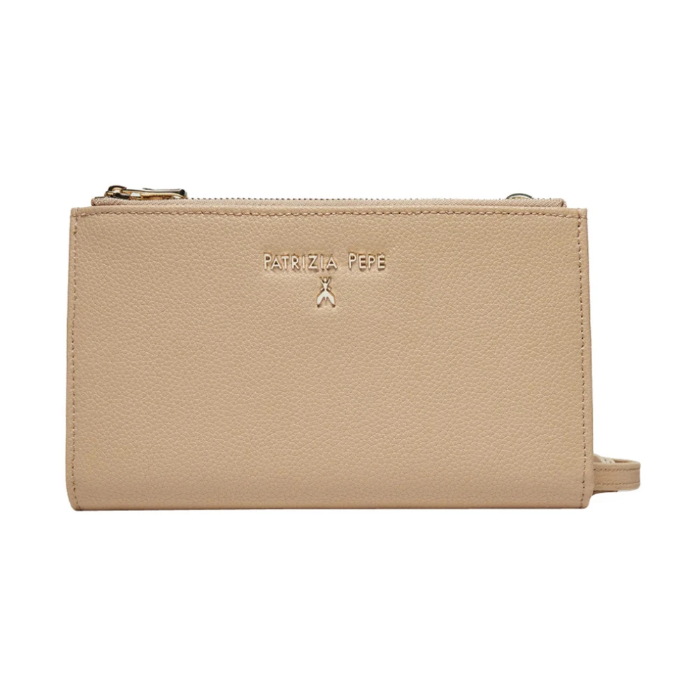 PATRIZIA PEPE Chique leren portemonnee met afneembare band Beige Dames