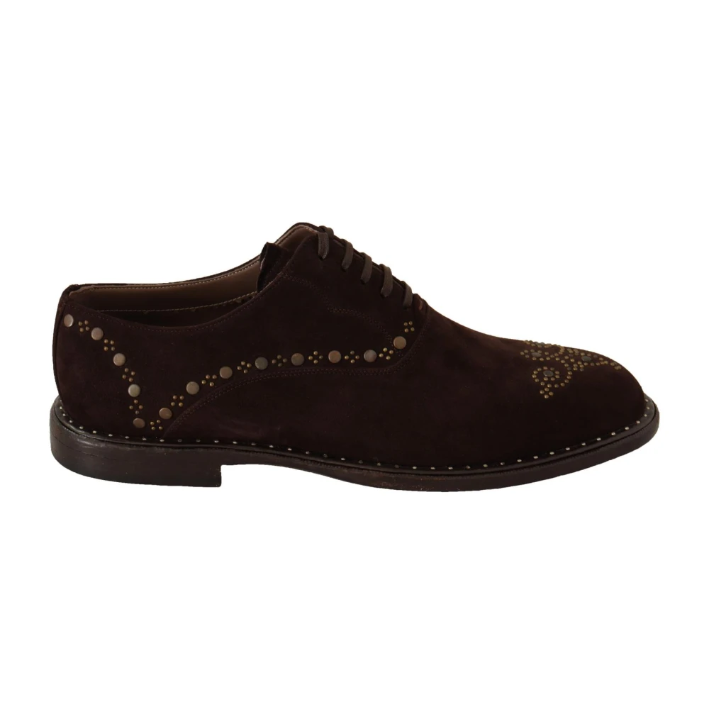 Dolce & Gabbana Men's Brown Dress Shoes,, Studded Suede Derby Shoes Size 6