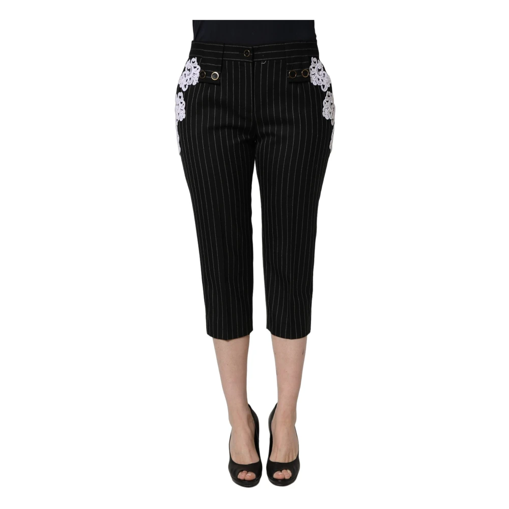 Dolce & Gabbana Women's Black Cropped Trousers, L, Cropped Trousers