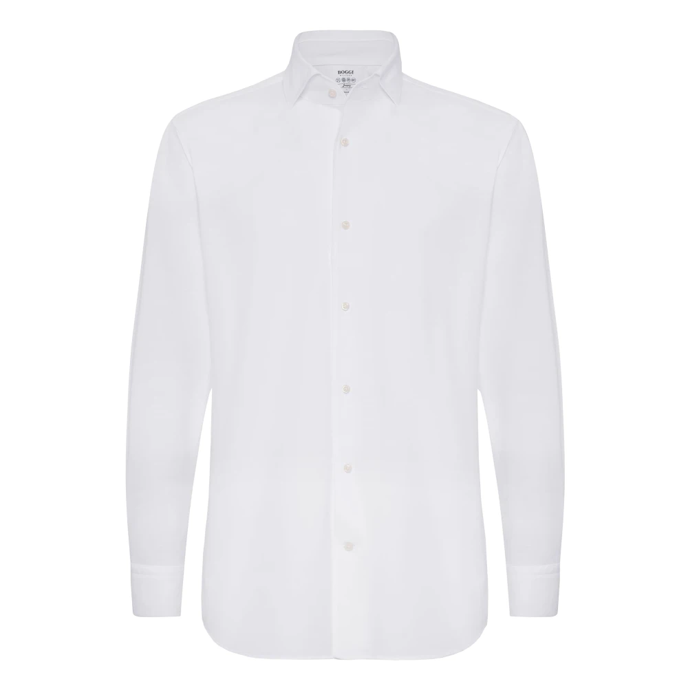 Boggi Milano Jersey Polo Shirt met Bowlingkraag Regular Fit White Heren