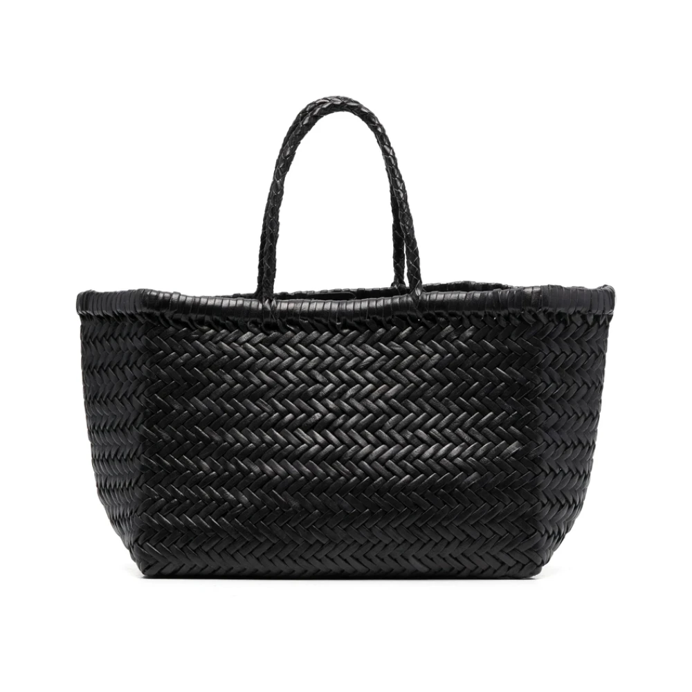 Dragon Diffusion Black Shopping Bags, Female, One Size, Leather Woven Tote Bag