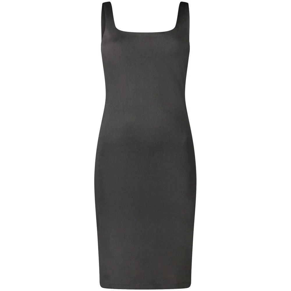 Guess Korte Zwarte Jurk Boothals Logo Black Dames