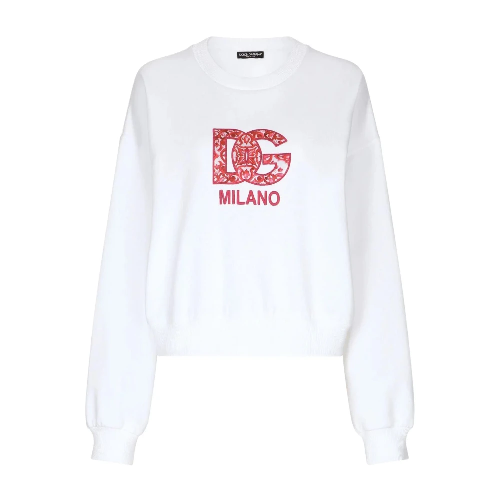 Dolce & Gabbana, Biała bluza z logo DG White, female,