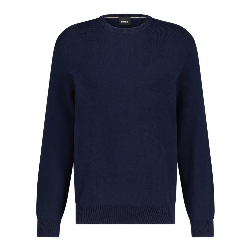 Hugo Boss Fijngebreide Pullover Regular-Fit Ronde Hals Blue Heren