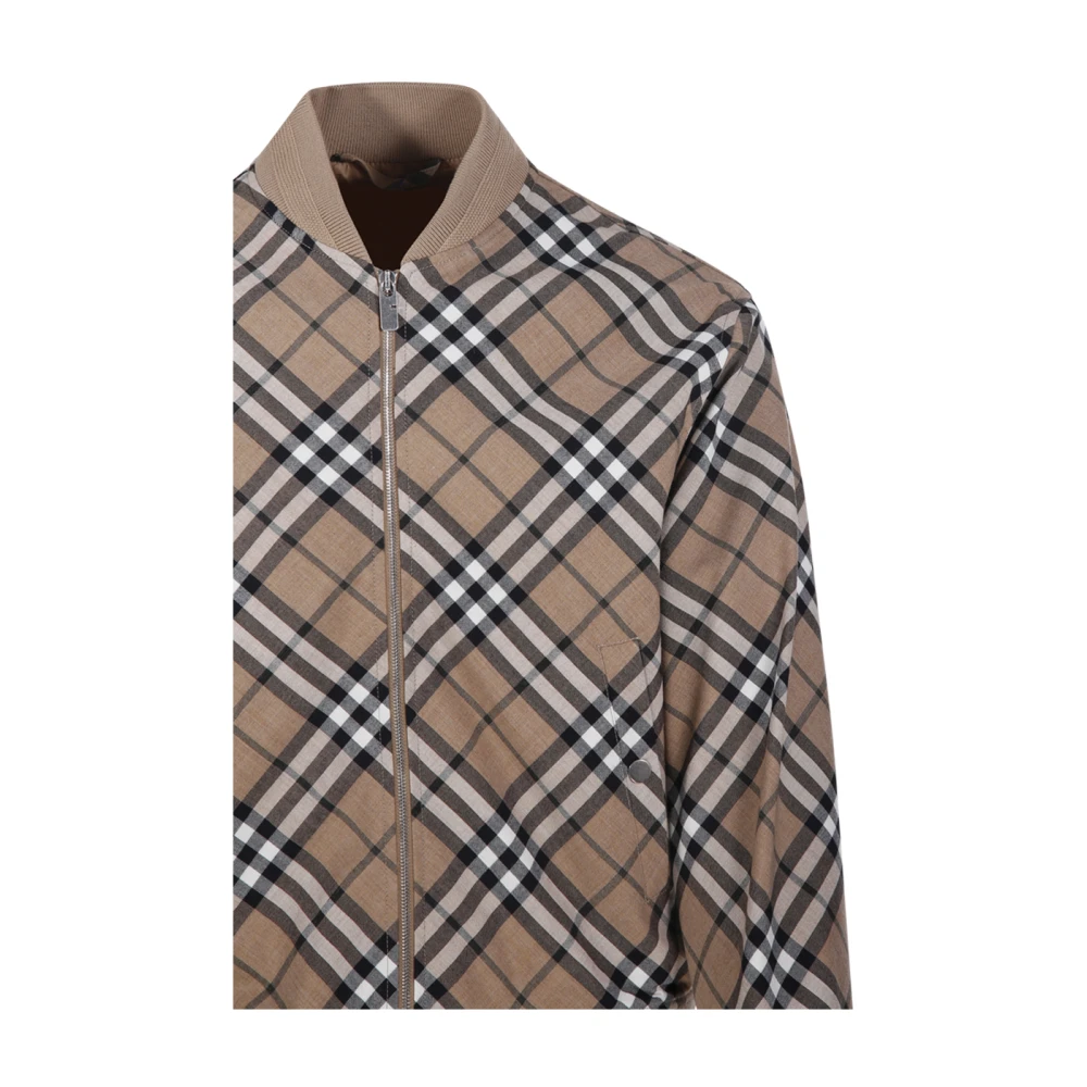 Burberry Geruite Jas Beige Heren