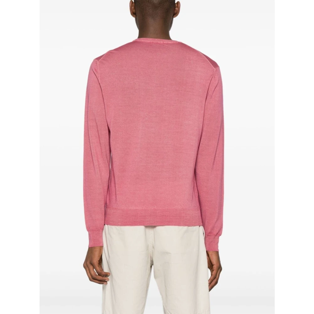 Drumohr Rosa Wit Crew-Neck Sweater Pink Heren