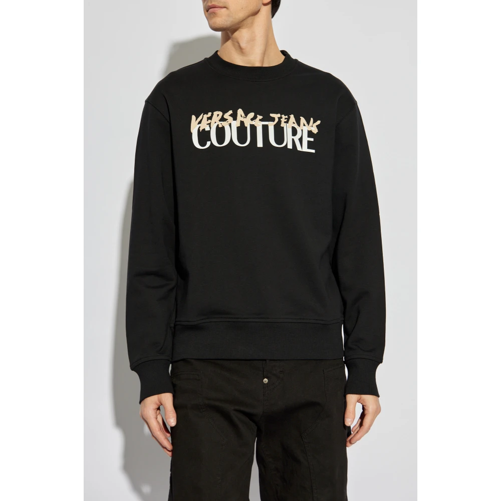 Versace Jeans Couture Sweatshirt met bedrukt logo Black Heren