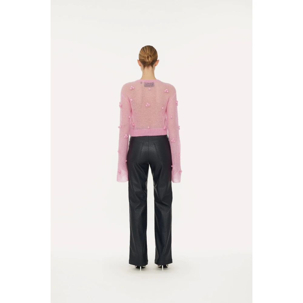 Rotate Birger Christensen Donkerblauwe Rechte Gevlochten Broek Blue Dames