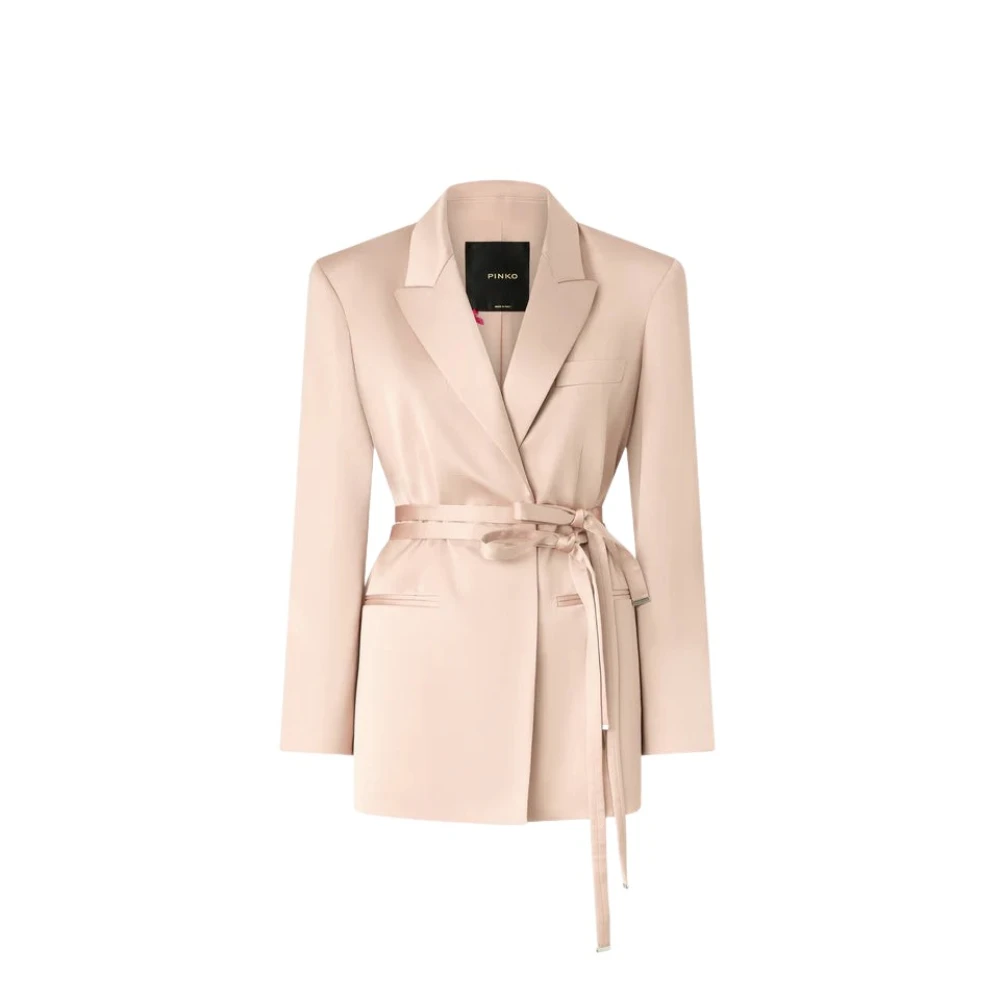 Pinko , Blazers, Female, Beige, S, Rape Satin Jacket Ss26