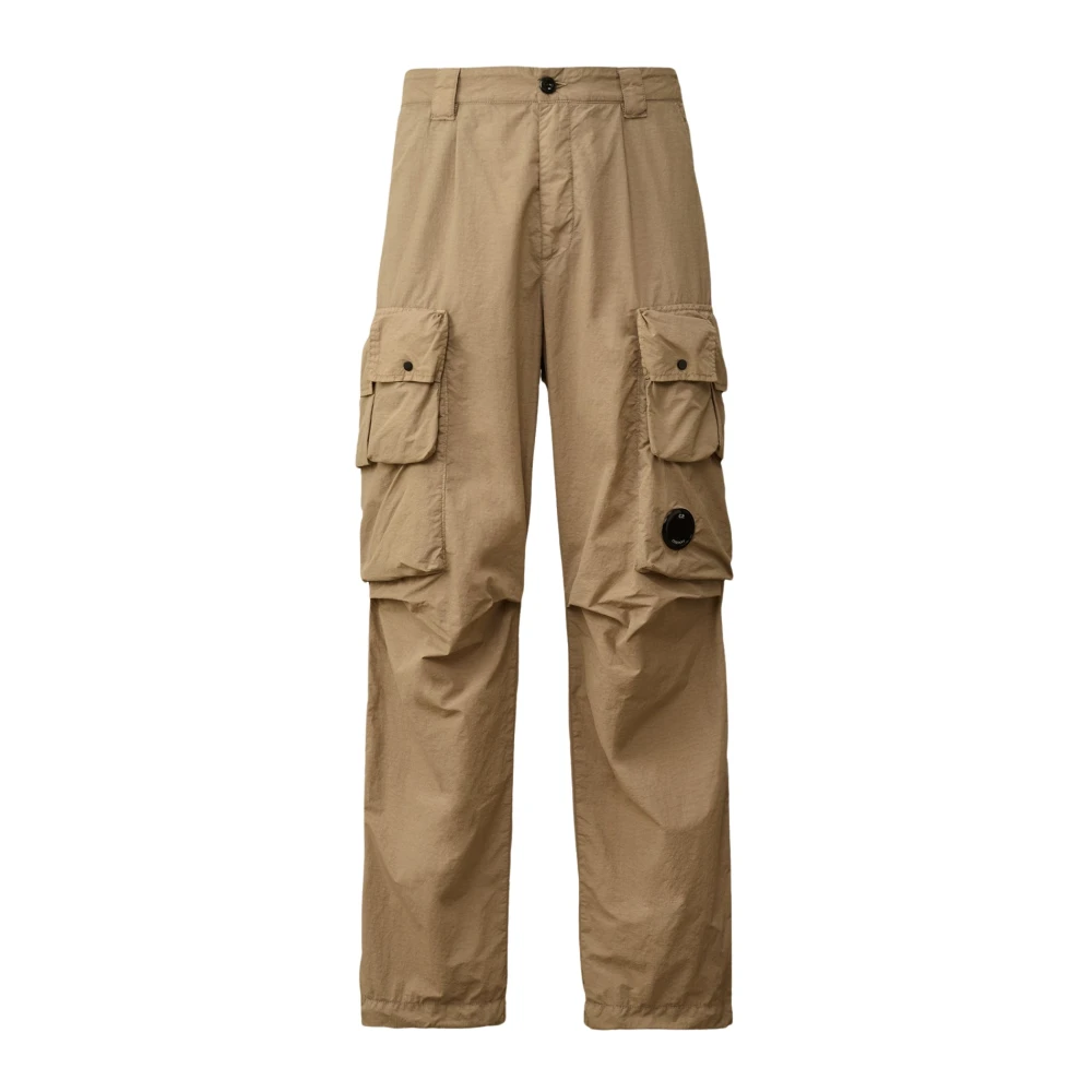C.p. Company Men's Green Beige Nylon Cargo Trousers Loose Fit - Straight Trousers - M - Trousers