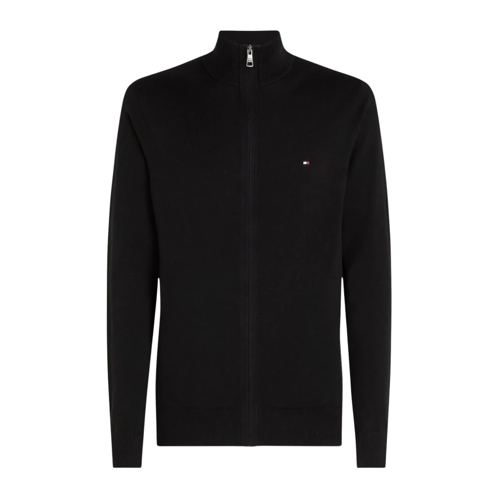 Tommy Hilfiger Klassisk Cardigan med Dragkedja Cashmere Blandning Black, Herr