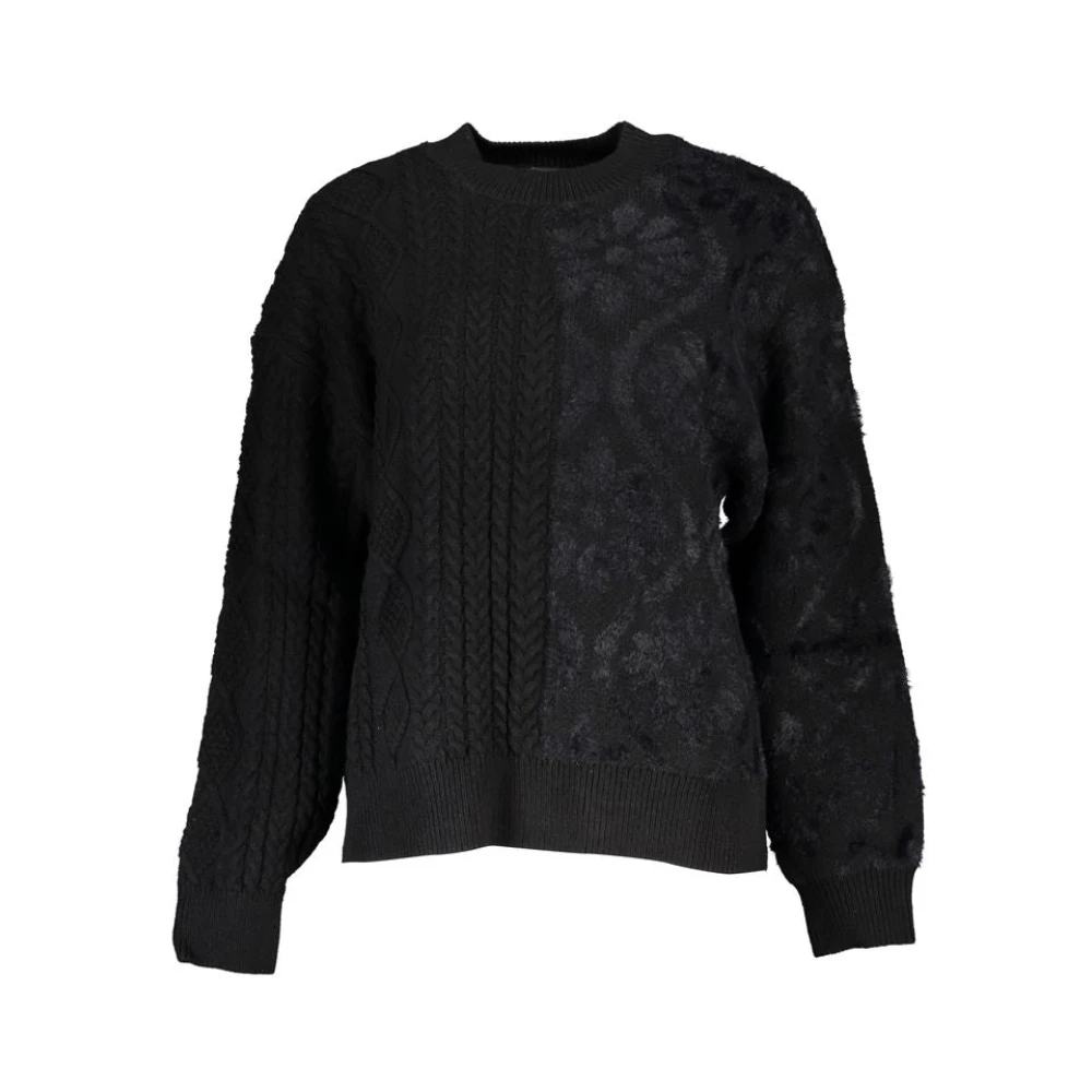 Desigual Women's Black Elegant Rollneck Jumper With Contrast Details - Round-Neck Knitwear - S - Knitwear