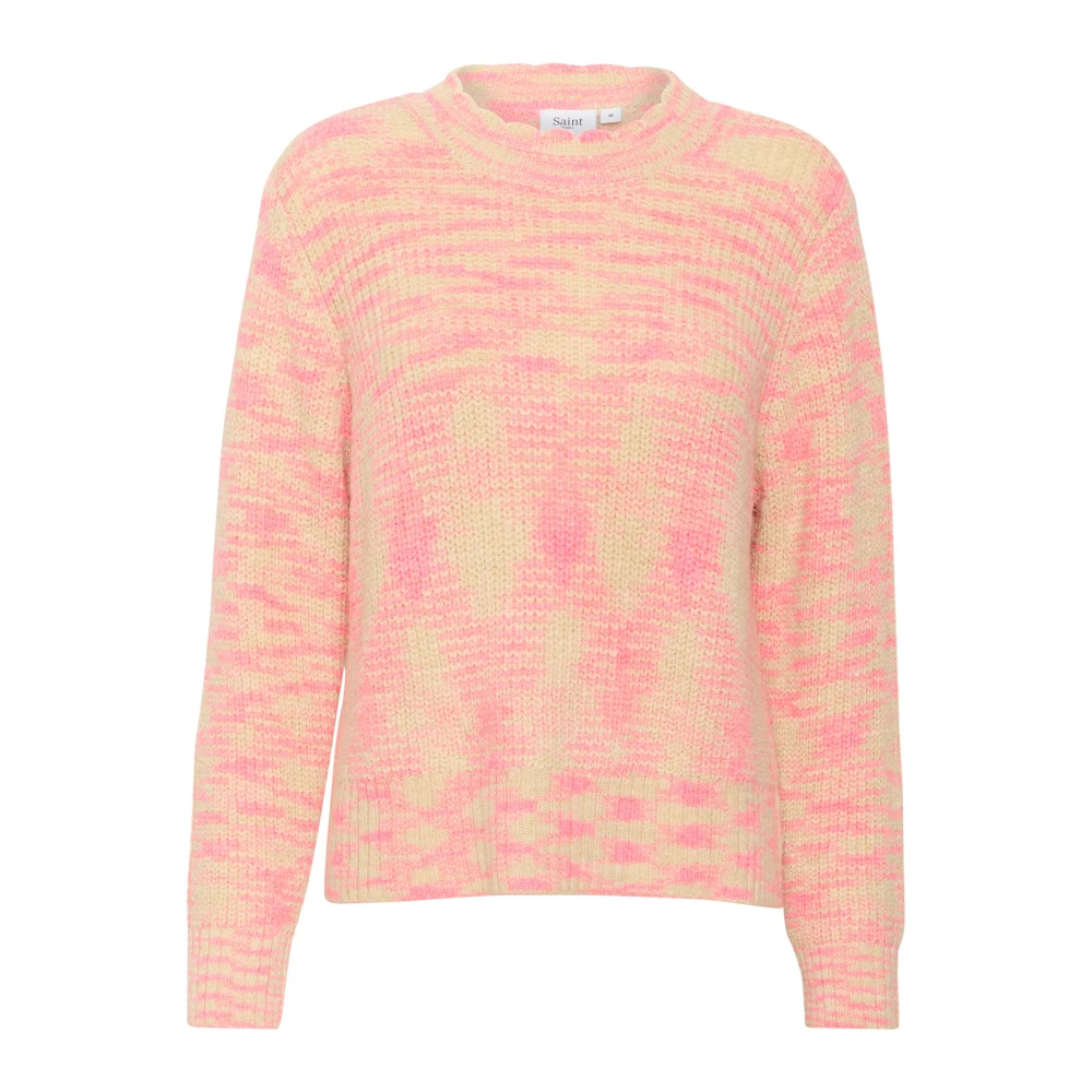Saint Tropez Roze Gebreide Trui met Fijn Patroon Pink Dames