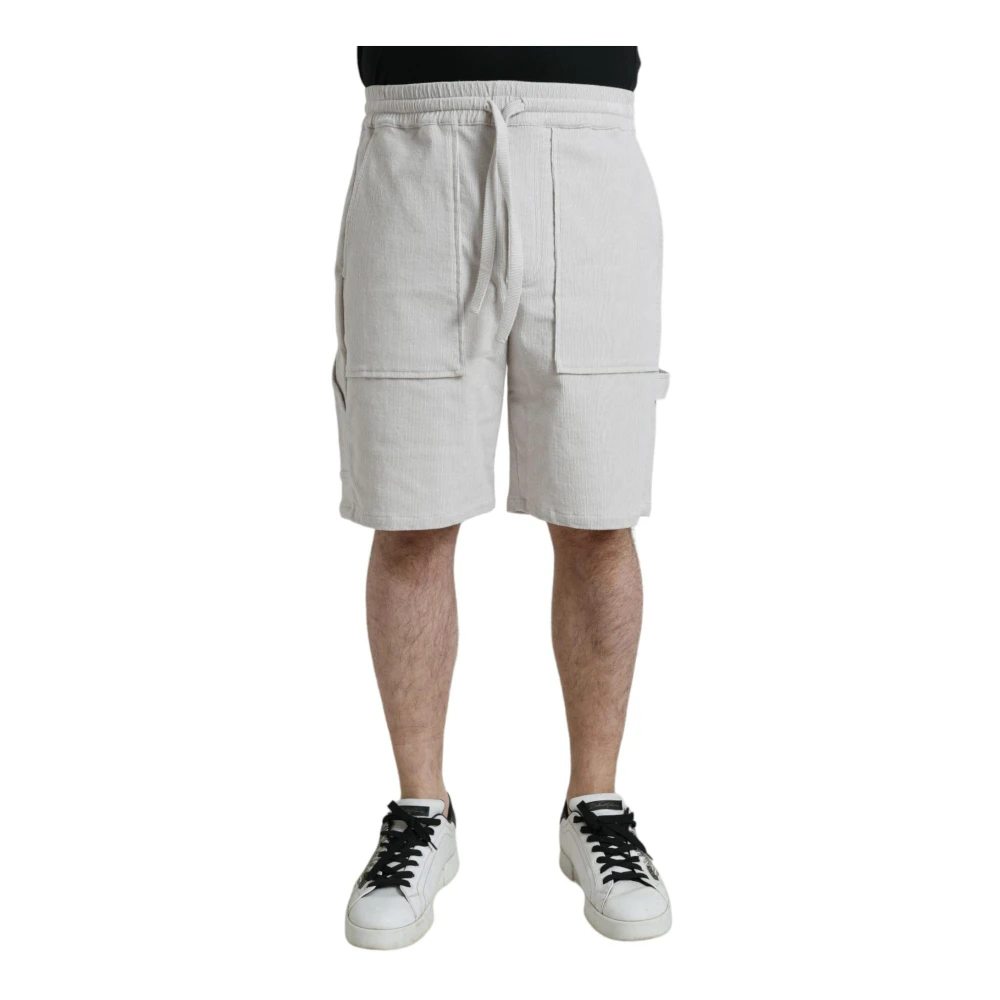 Dolce & Gabbana , Bermudas, Male, Beige, M, Beige Cotton Corduroy Bermuda Shorts - Image 3