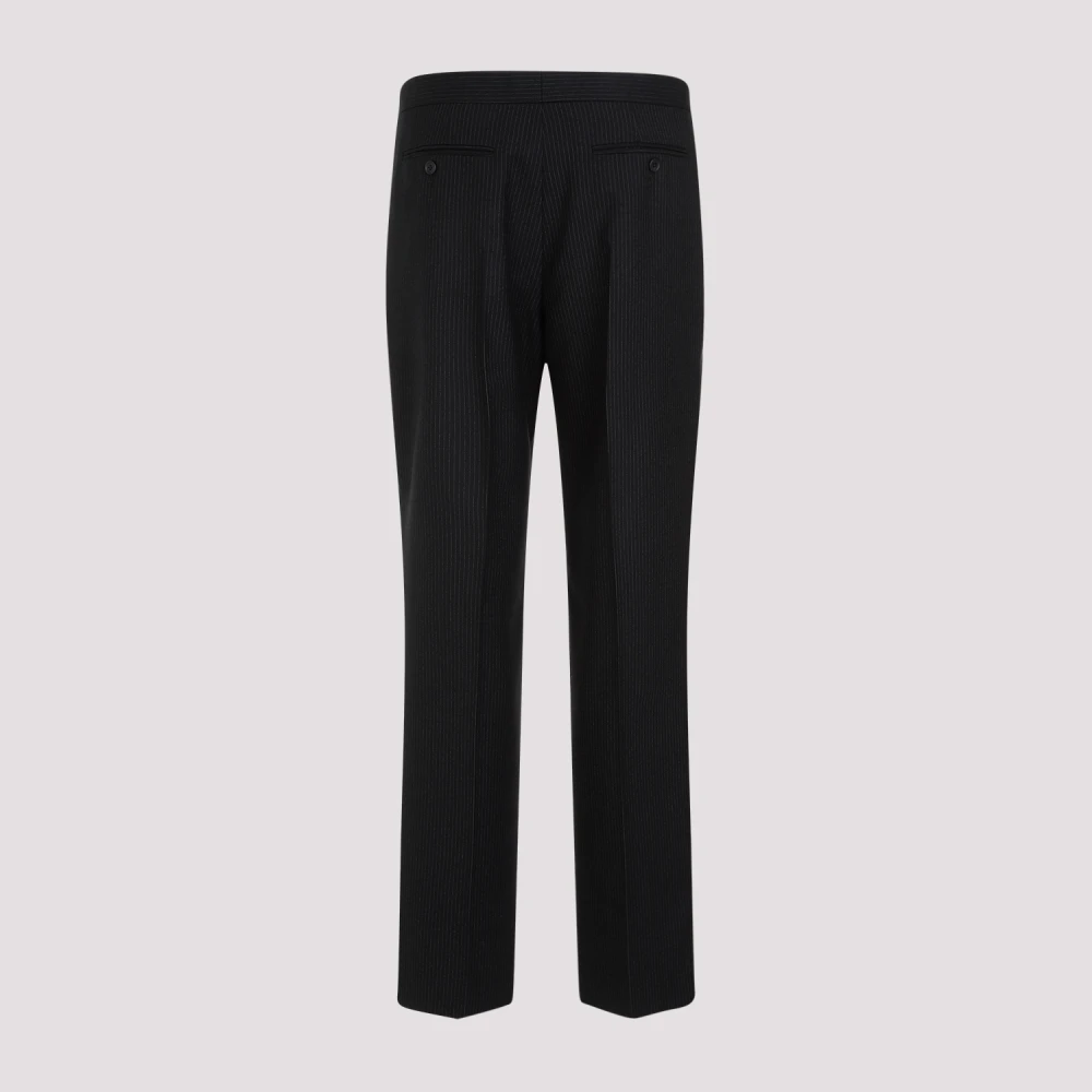 The Row Zwarte Wol Pinstripe Pakbroek Black Heren