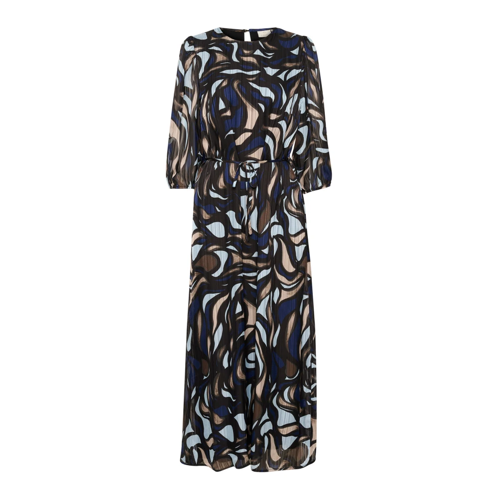 Kaffe Blauw Grijs Abstract Grafische Maxi Jurk Multicolor Dames