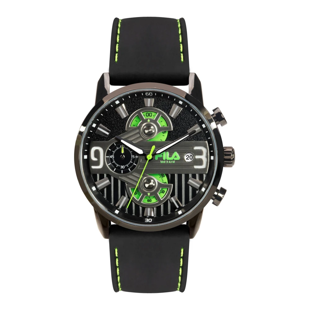 Fila Men's Black Watch Chronograph Silicone Bracelet Filastyle 38-175