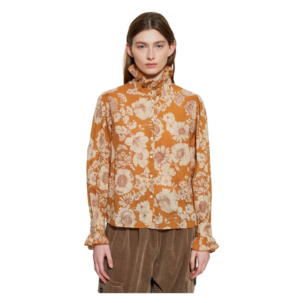 Antik Batik Leonie print blus Orange, Dam