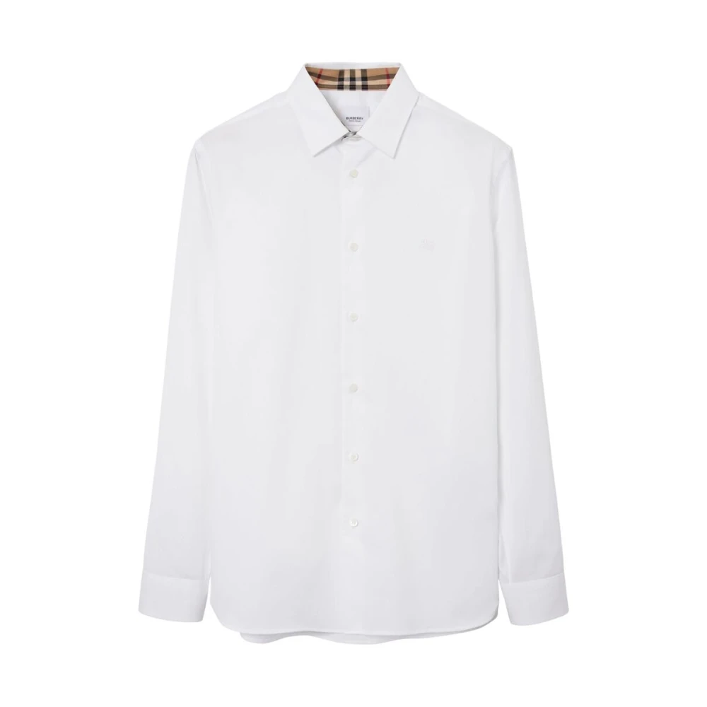 Burberry Geruit Print Klassieke Kraag Shirt White Heren