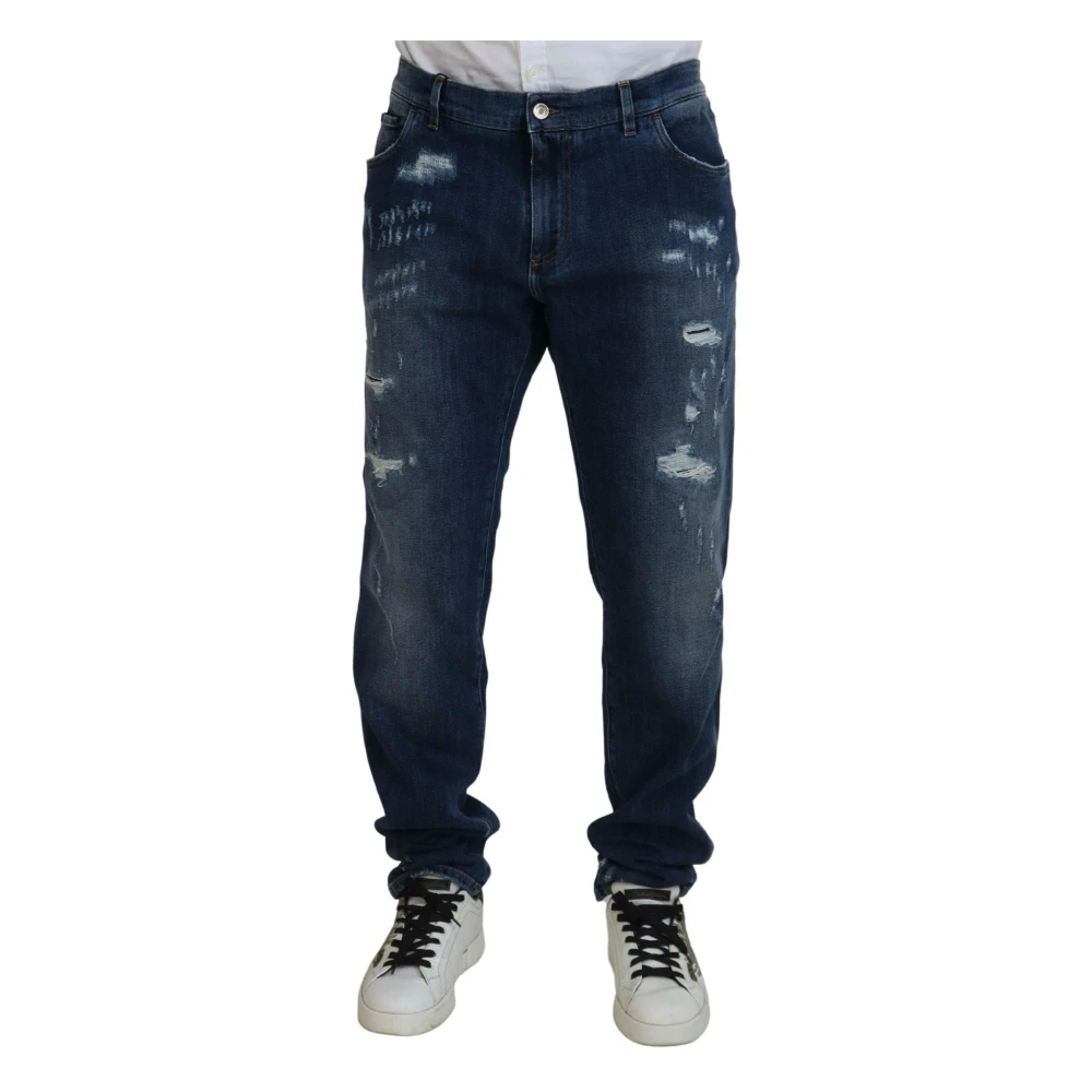 Dolce & Gabbana Elegante Blauwe Skinny Jeans Blue Heren