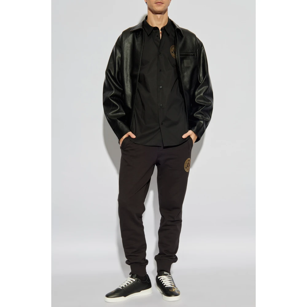 Versace Jeans Couture Shirt met bedrukt logo Black Heren