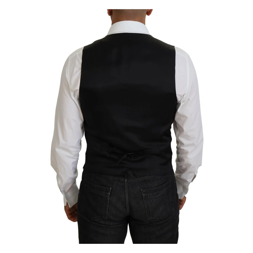 Dolce & Gabbana Elegante Zwarte Formele Vest Black Heren