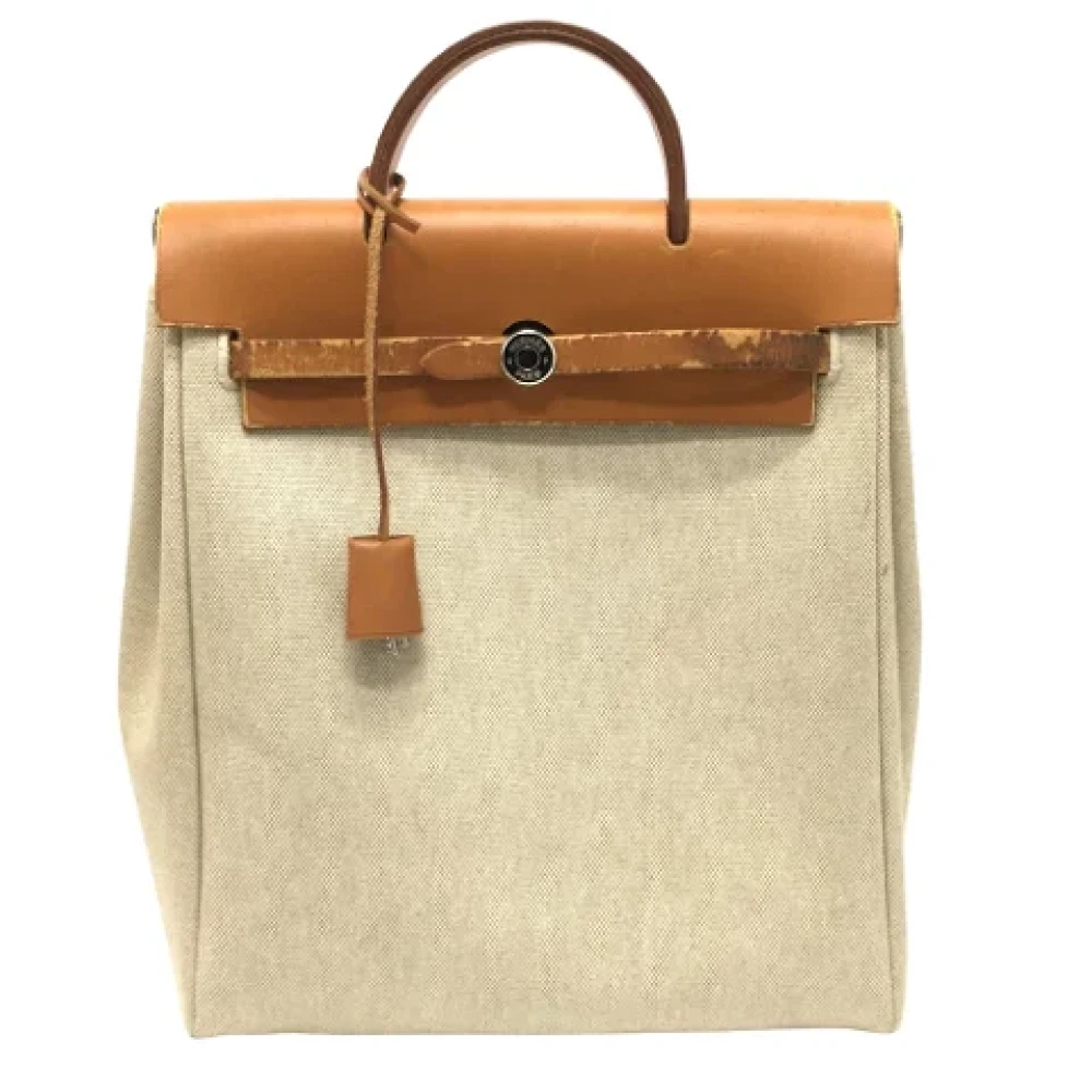 Hermès Vintage Pre-owned Canvas backpacks Beige Dames