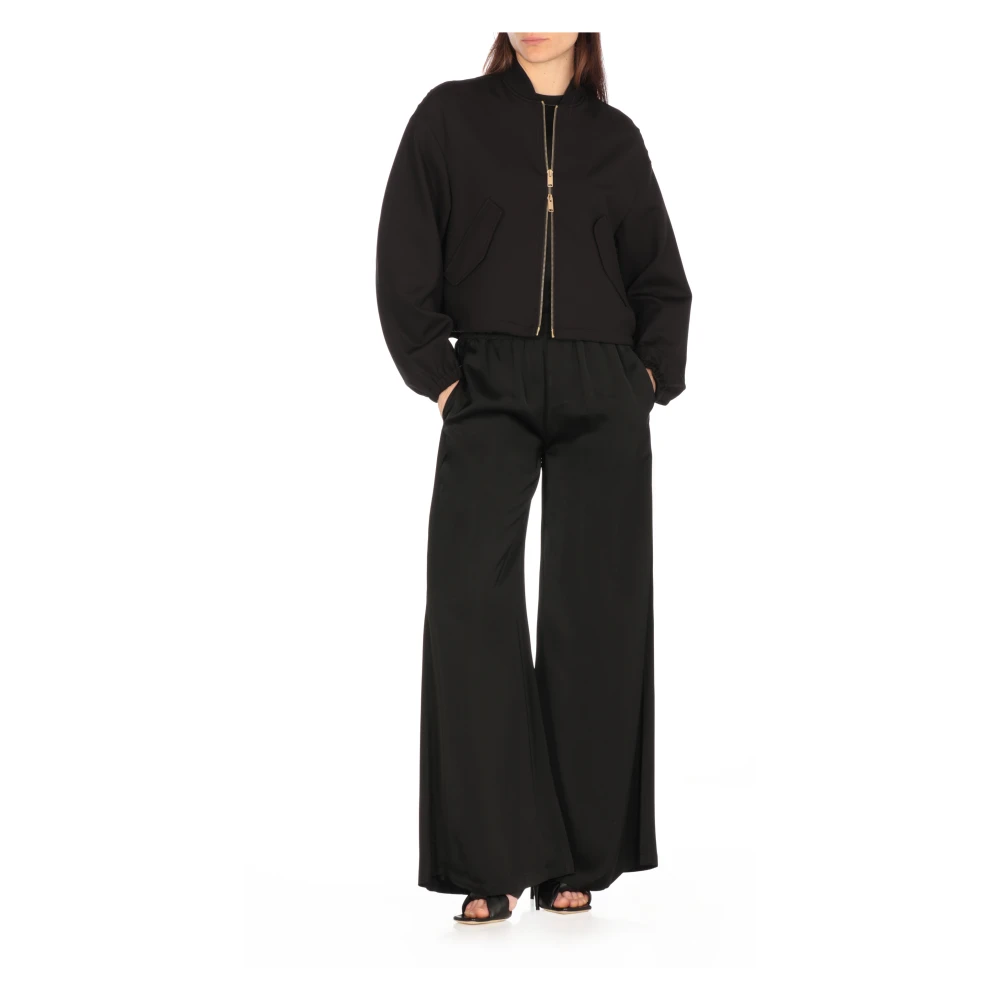 Fabiana Filippi Zwarte Bomberjack met Ronde Halslijn Black Dames