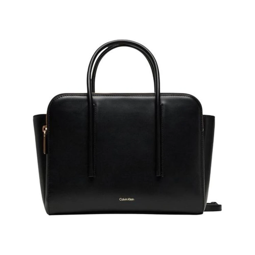 Calvin Klein Women's Black Structured Top Handle Satchel Bag
