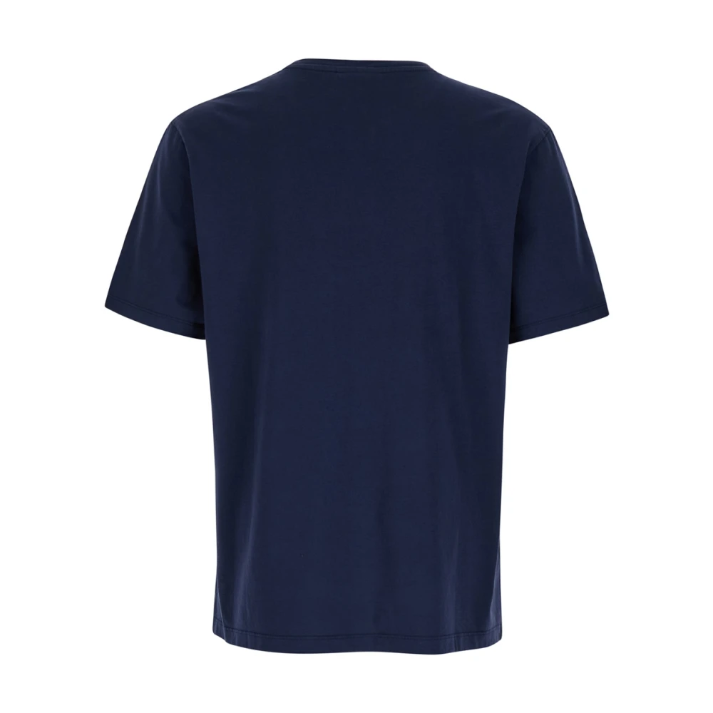 Maison Kitsuné Fox Head Patch Crewneck T-shirt Blue Heren