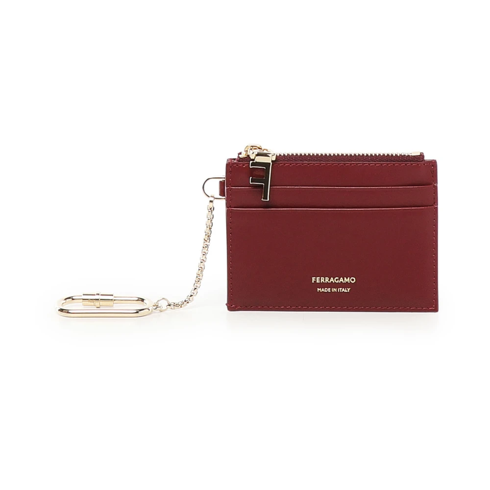 Salvatore Ferragamo Bordeaux Plånbok med Kedja Red, Dam