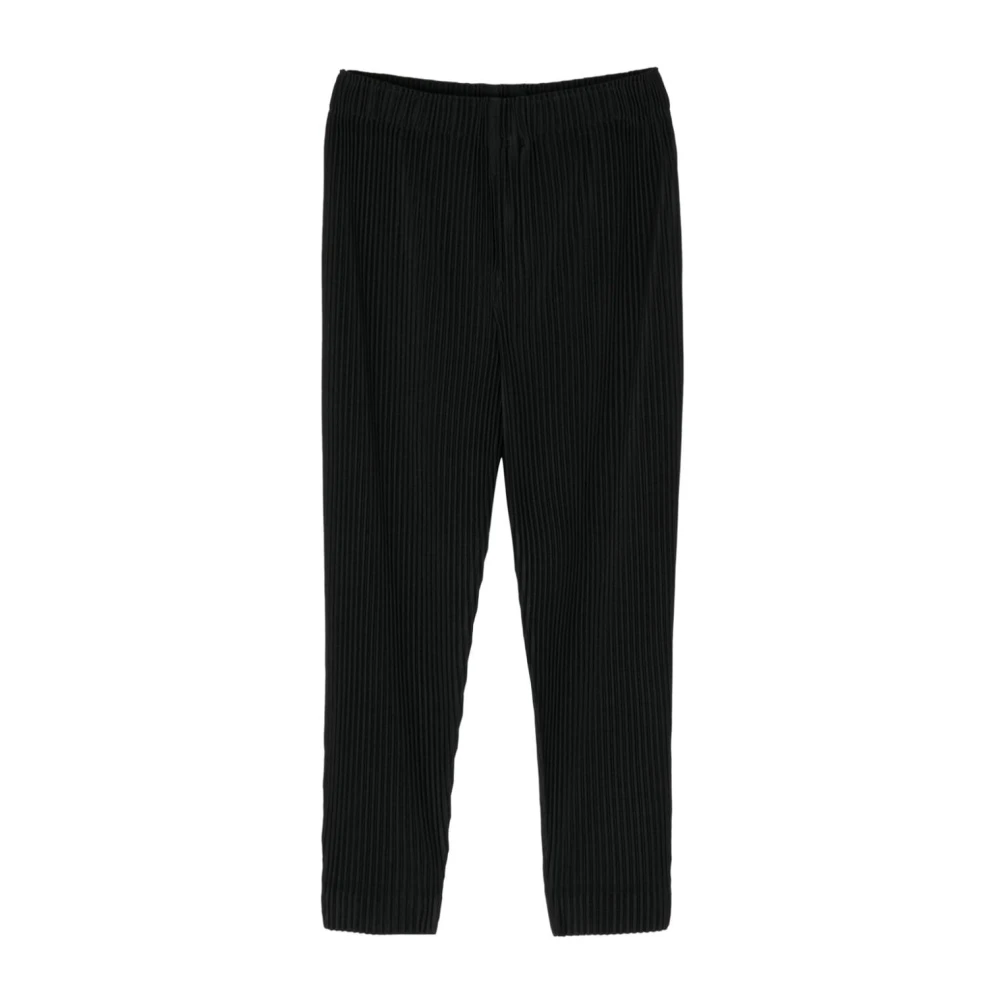 Issey Miyake Zwarte Plissé Broek met Trekkoord Taille Black Heren