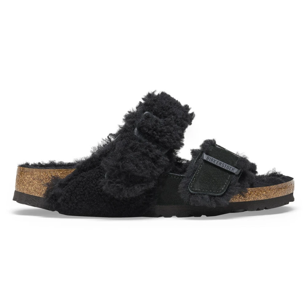 Birkenstock Arizona Split Shearling Teddy Sandaler Black, Dam