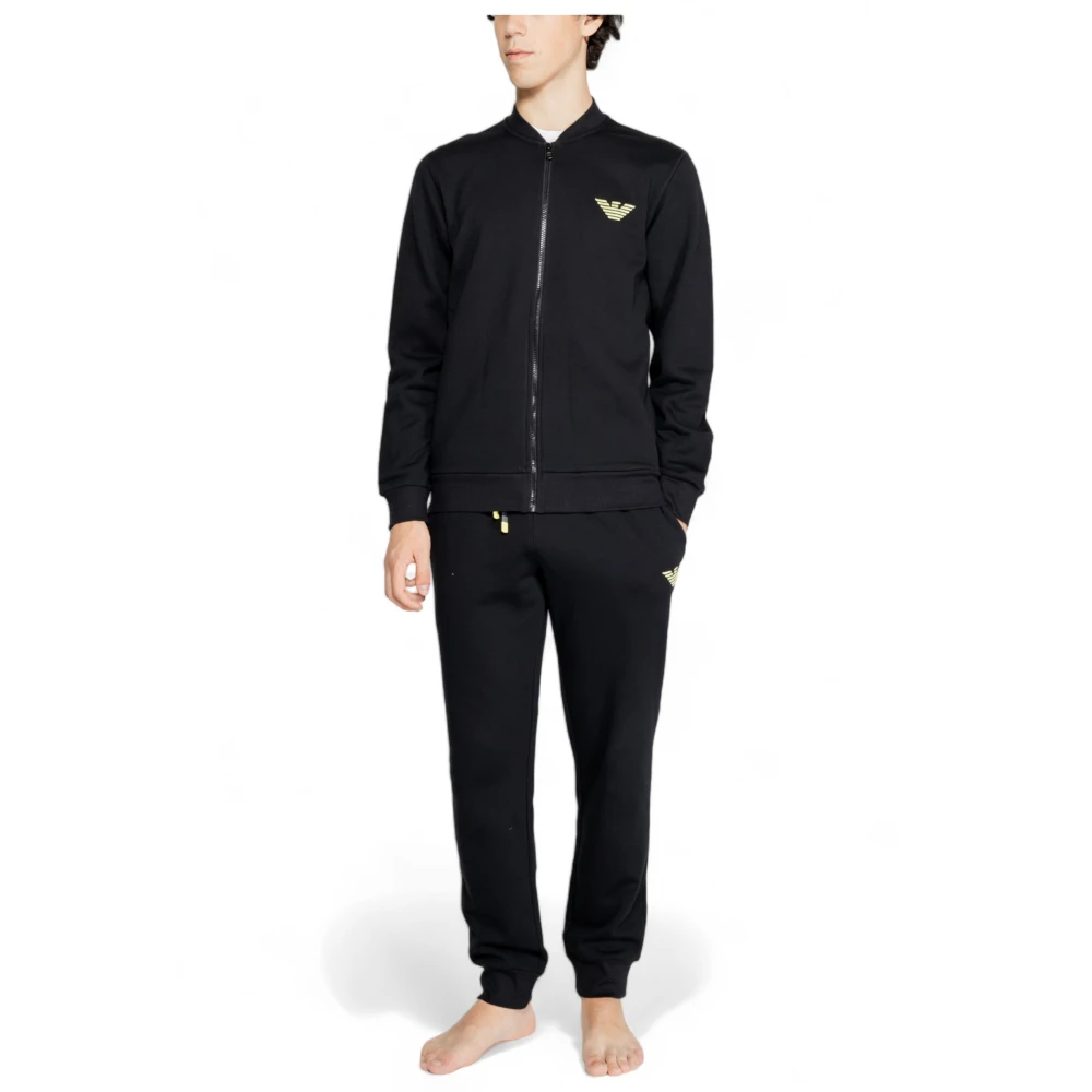 Emporio Armani Stijlvol Zwart Katoenen Ondergoed met Rits Black Heren