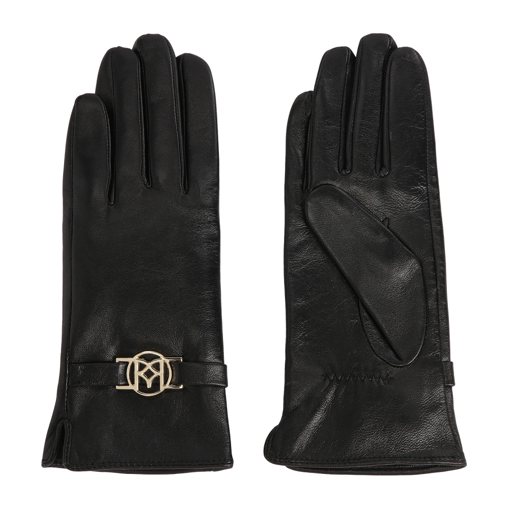 Kazar Zwarte leren handschoenen met monogramband Black Dames