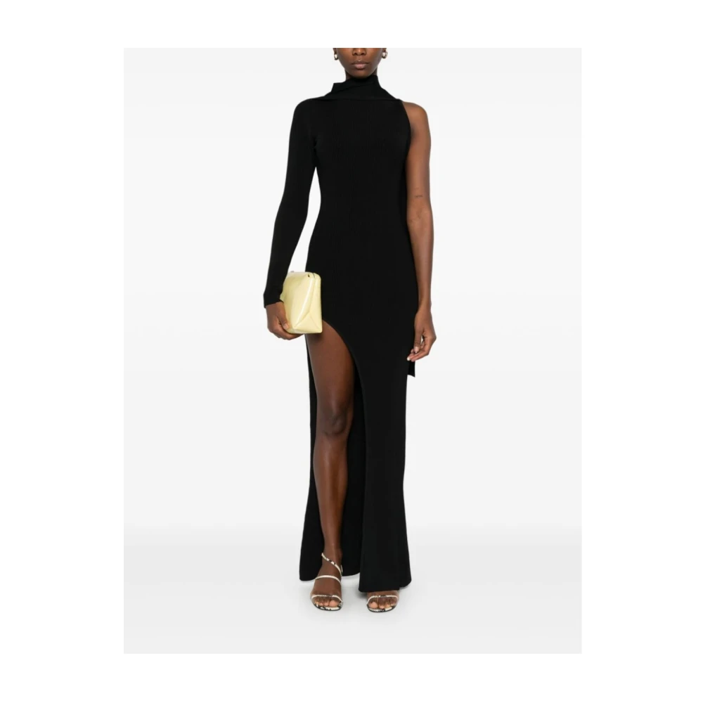 David Koma Asymmetrische Lange Mouw Zwarte Jurk Black Dames