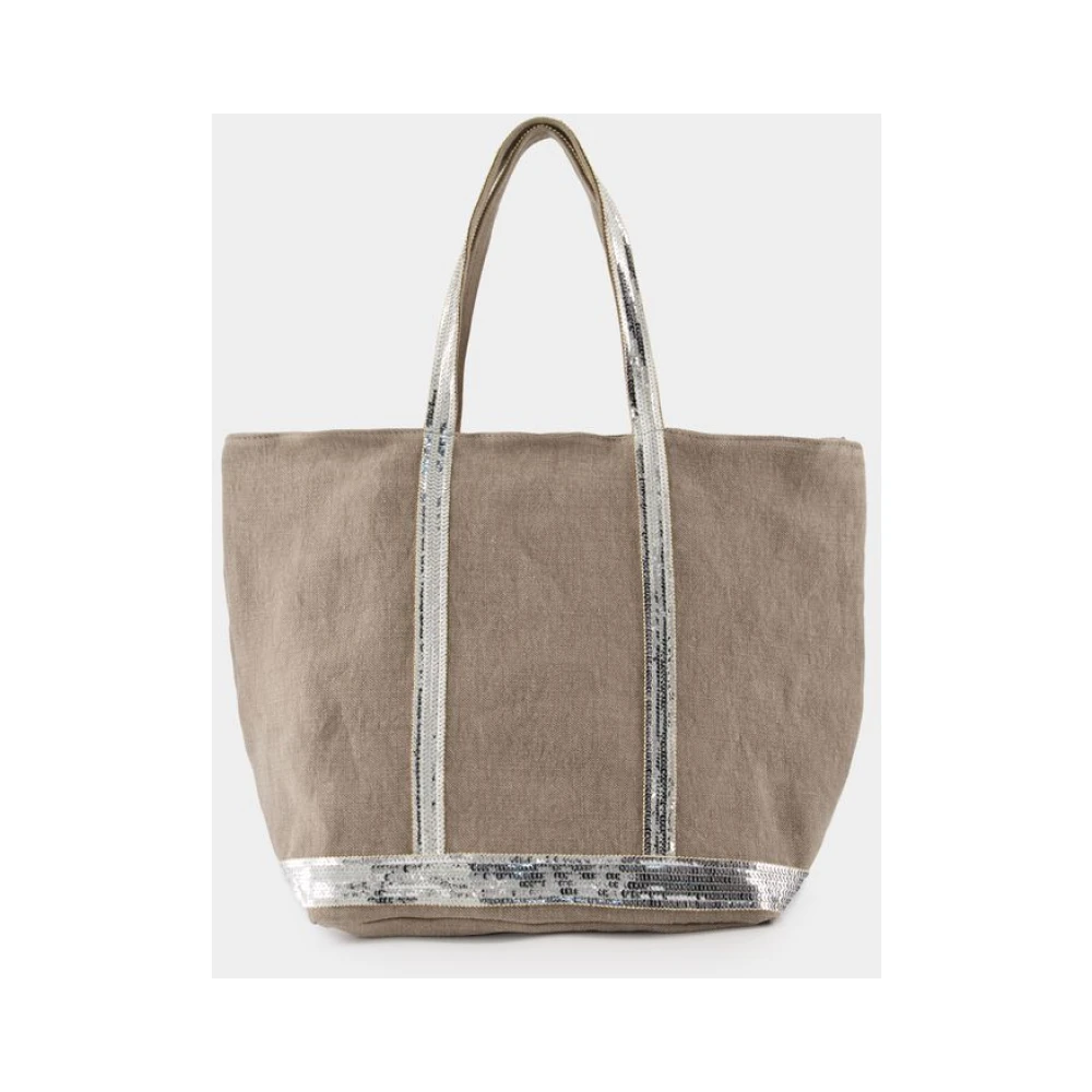 Vanessa Bruno Grijze Linnen Shopper Tas Dubbel Draagbaar Gray Dames