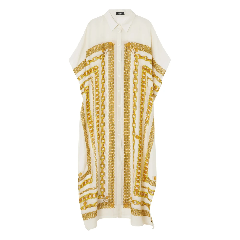 Versace Witte Schatdruk Mouwloze Jurk White Dames