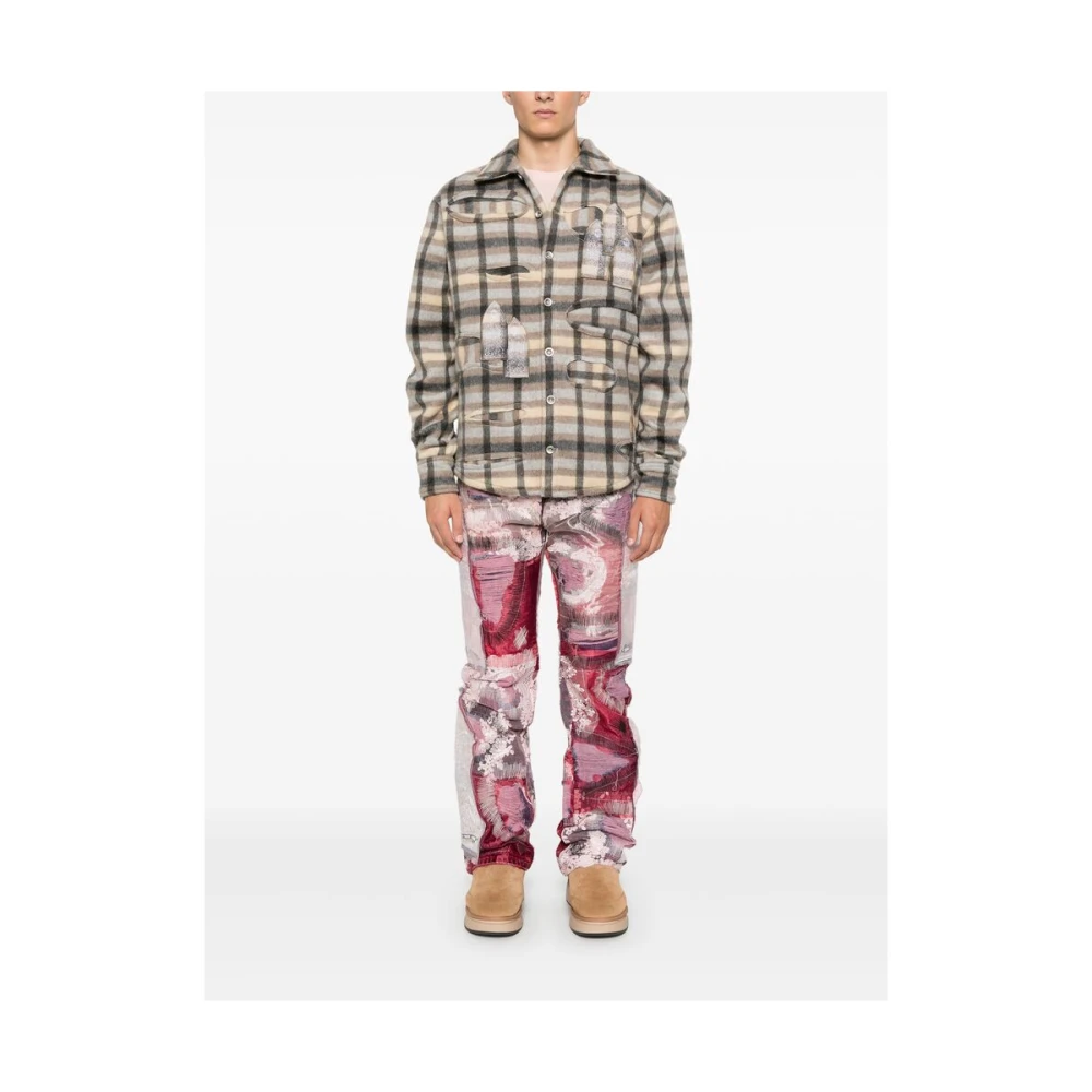 Who Decides War Patchwork Denim Jeans met Bloemendetails Multicolor Heren