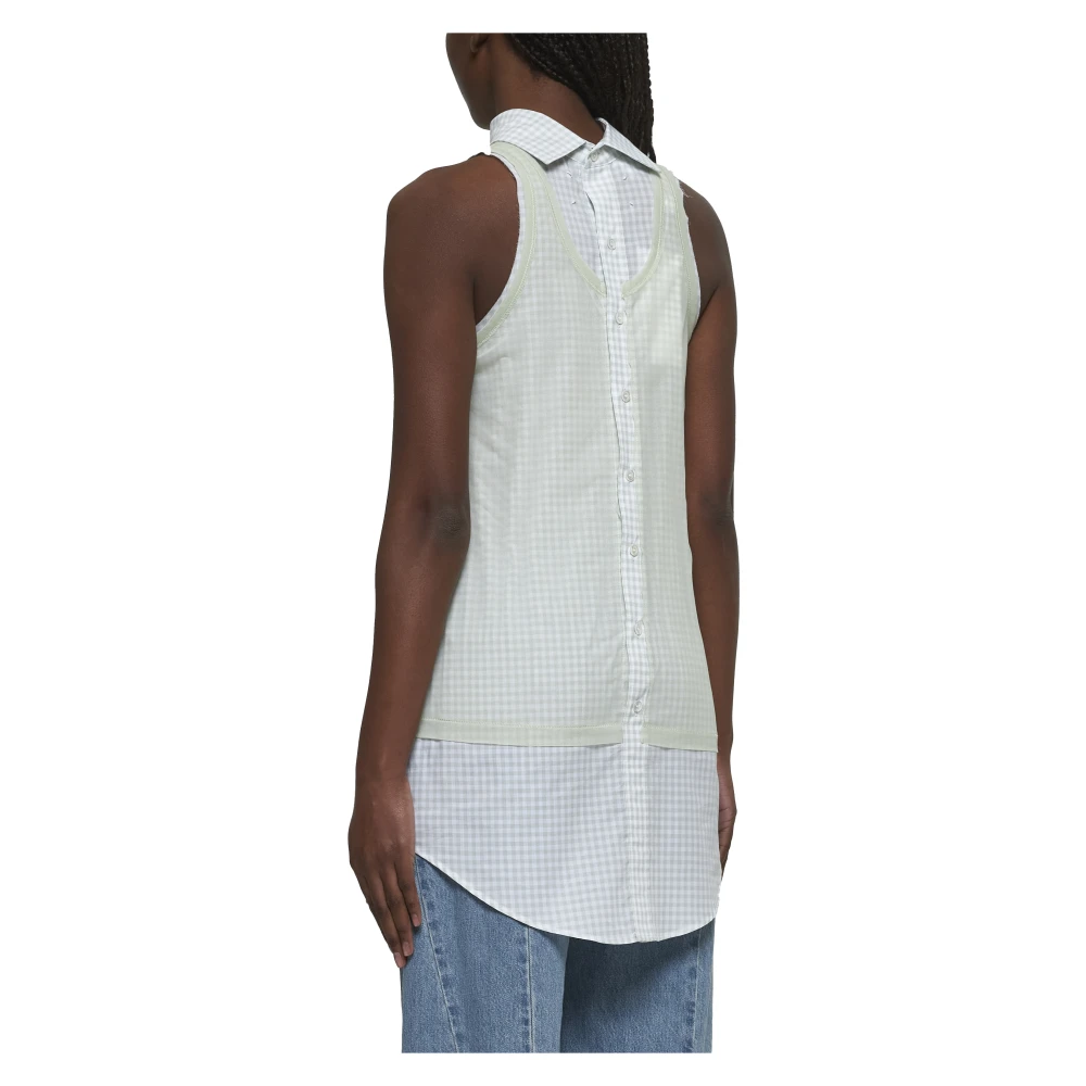 Maison Margiela Gelaagd Groen Vest met Geruite Onderkant Green Dames
